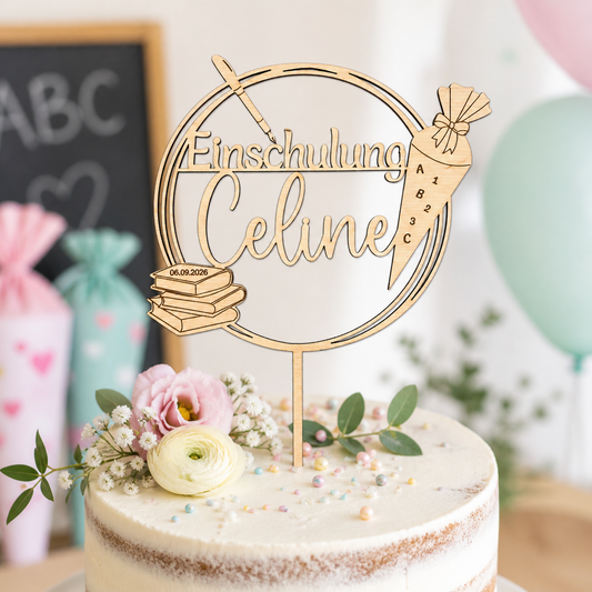Personalisierter Cake Topper zur Einschulung
