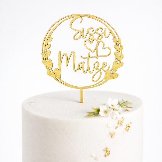 Tortenstecker mit Namen für Hochzeit, Geburtstag