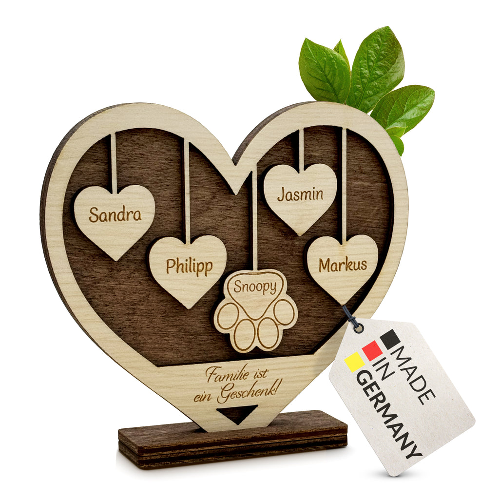 Personalisiertes Holzschild Herz mit Namen – moderne Holzdeko aus umweltfreundlichem Holz, Geschenk mit Gravur