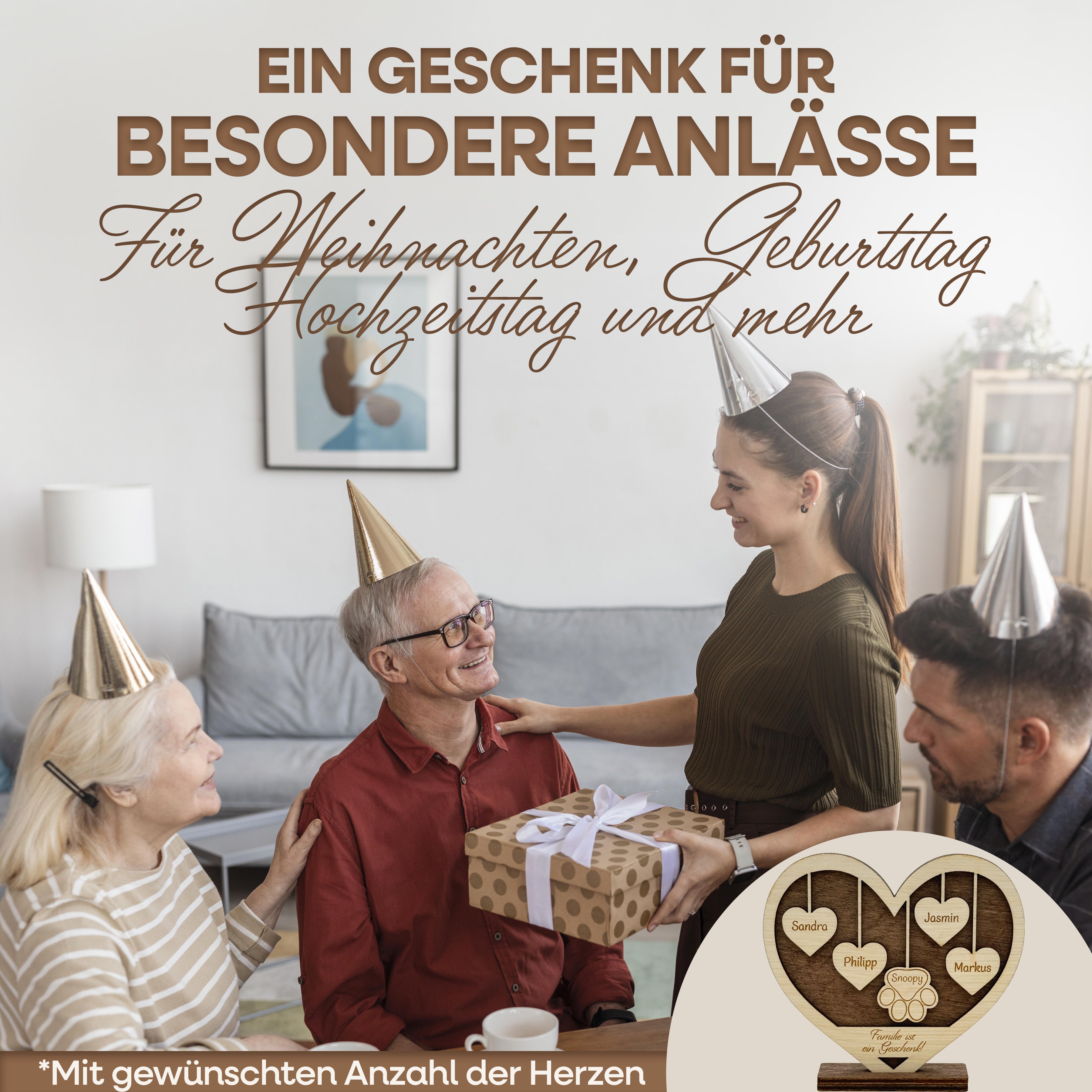 Personalisiertes Holzschild Herz mit Namen – moderne Holzdeko aus umweltfreundlichem Holz, Geschenk mit Gravur
