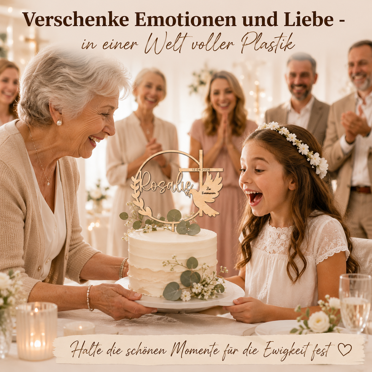 Personalisierter Tortenstecker Taufe Kommunion Konfirmation