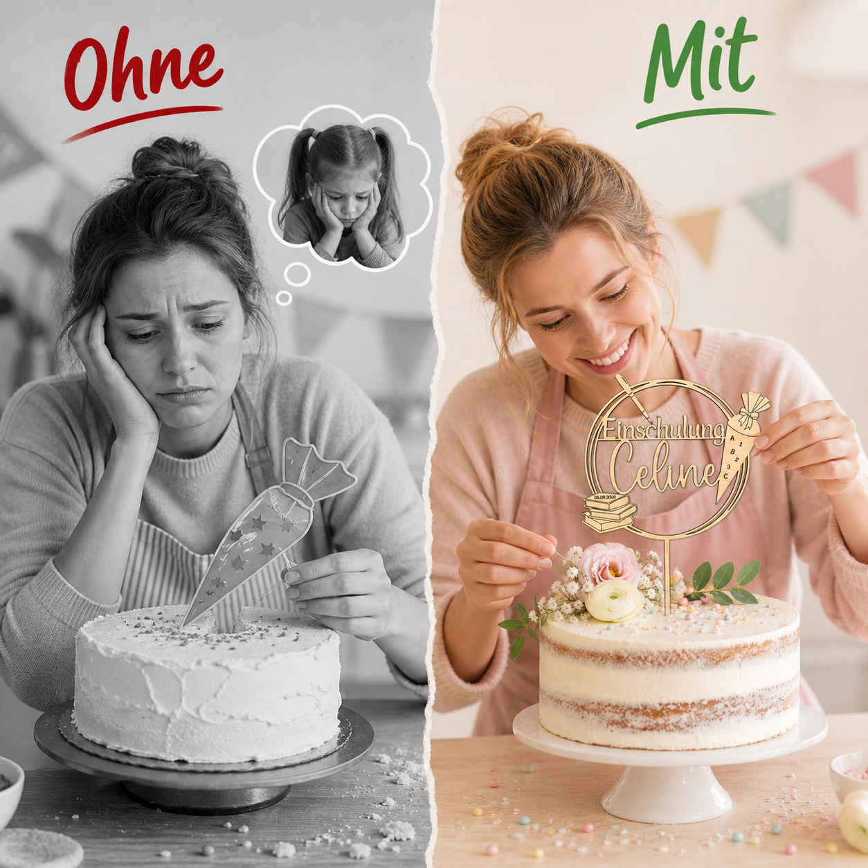Personalisierter Cake Topper zur Einschulung