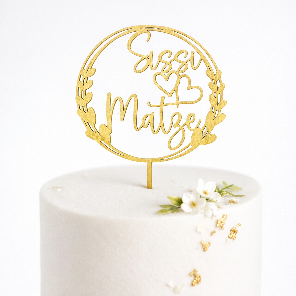Tortenstecker mit Namen für Hochzeit, Geburtstag