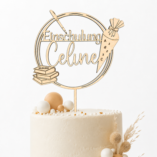 Personalisierter Cake Topper zur Einschulung