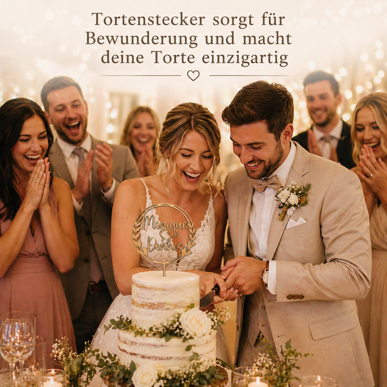 Tortenstecker mit Namen für Hochzeit, Geburtstag