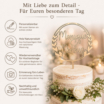Tortenstecker mit Namen für Hochzeit, Geburtstag