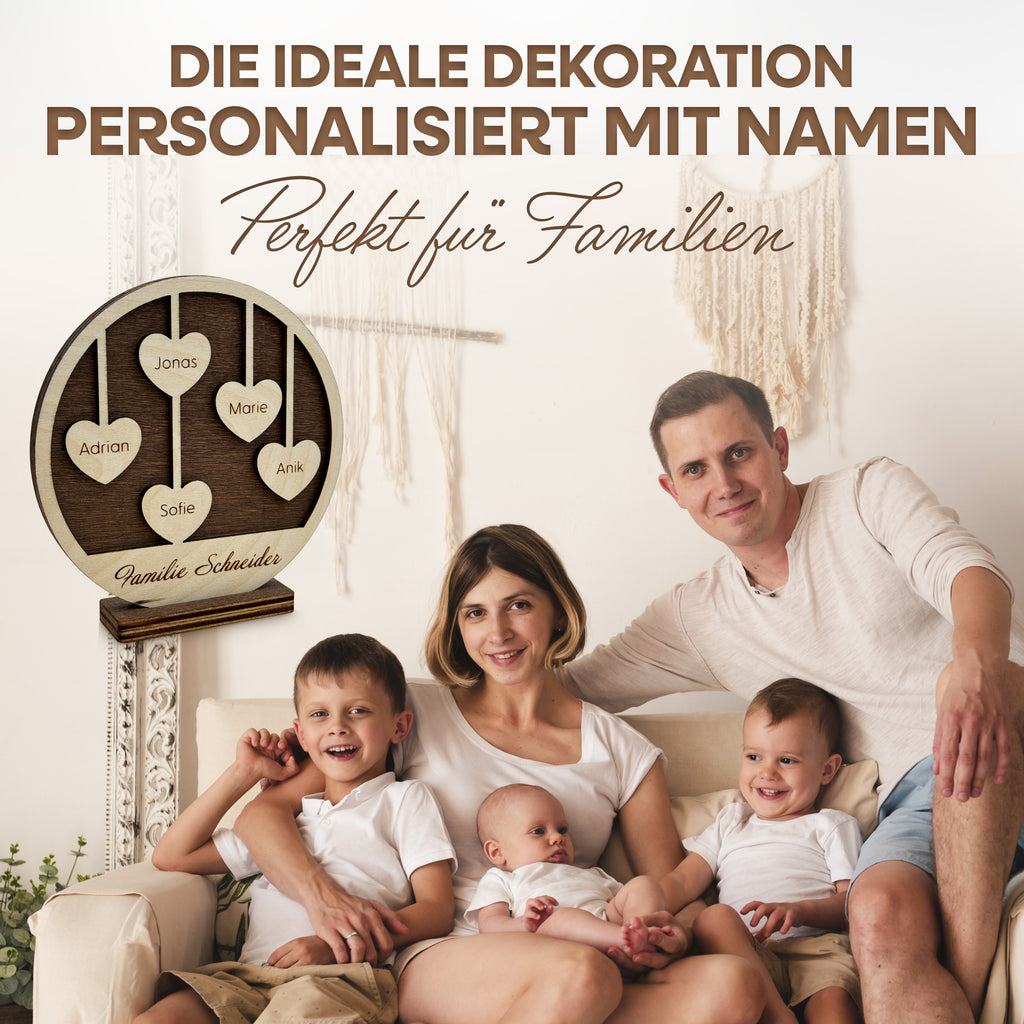 Personalisiertes Holzschild Herz mit Namen – moderne Holzdeko aus umweltfreundlichem Holz, Geschenk mit Gravur