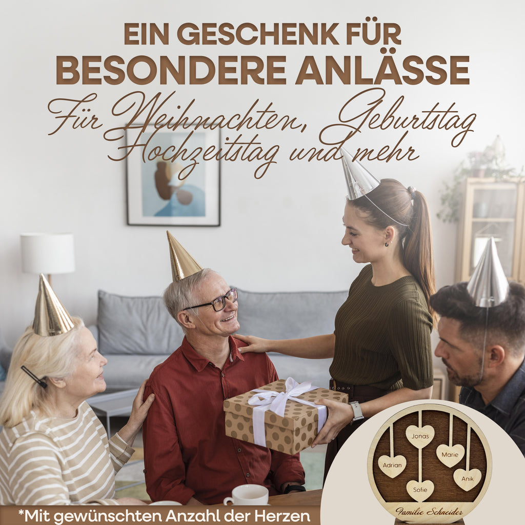 Personalisiertes Holzschild Herz mit Namen – moderne Holzdeko aus umweltfreundlichem Holz, Geschenk mit Gravur