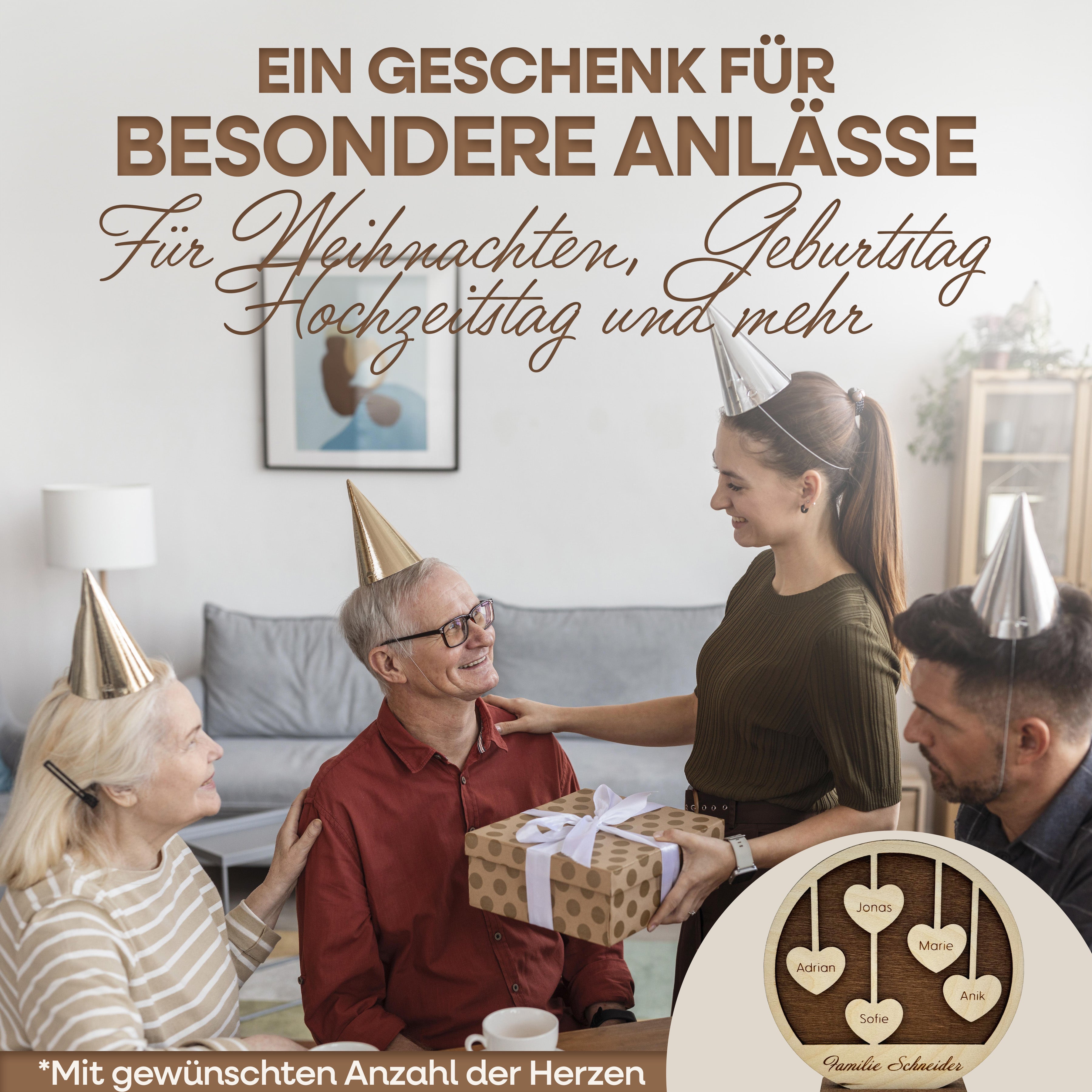 Personalisiertes Holzschild Herz mit Namen – moderne Holzdeko aus umweltfreundlichem Holz, Geschenk mit Gravur